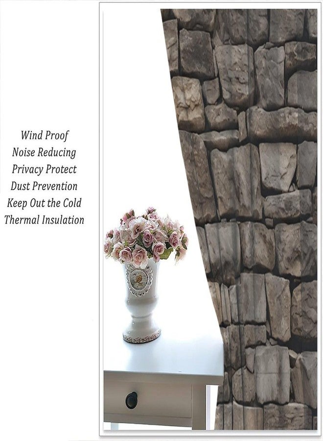 LOMADIA Retro Stone Brick Wall Blackout Curtain,Rocks Stone Wall Nature Scenery Rod Pocket Drapes Treatments Window Curtains for Kitchen Living Room Office Cafe Decor 21" W x 45" L (Pack of 2) - Image 4